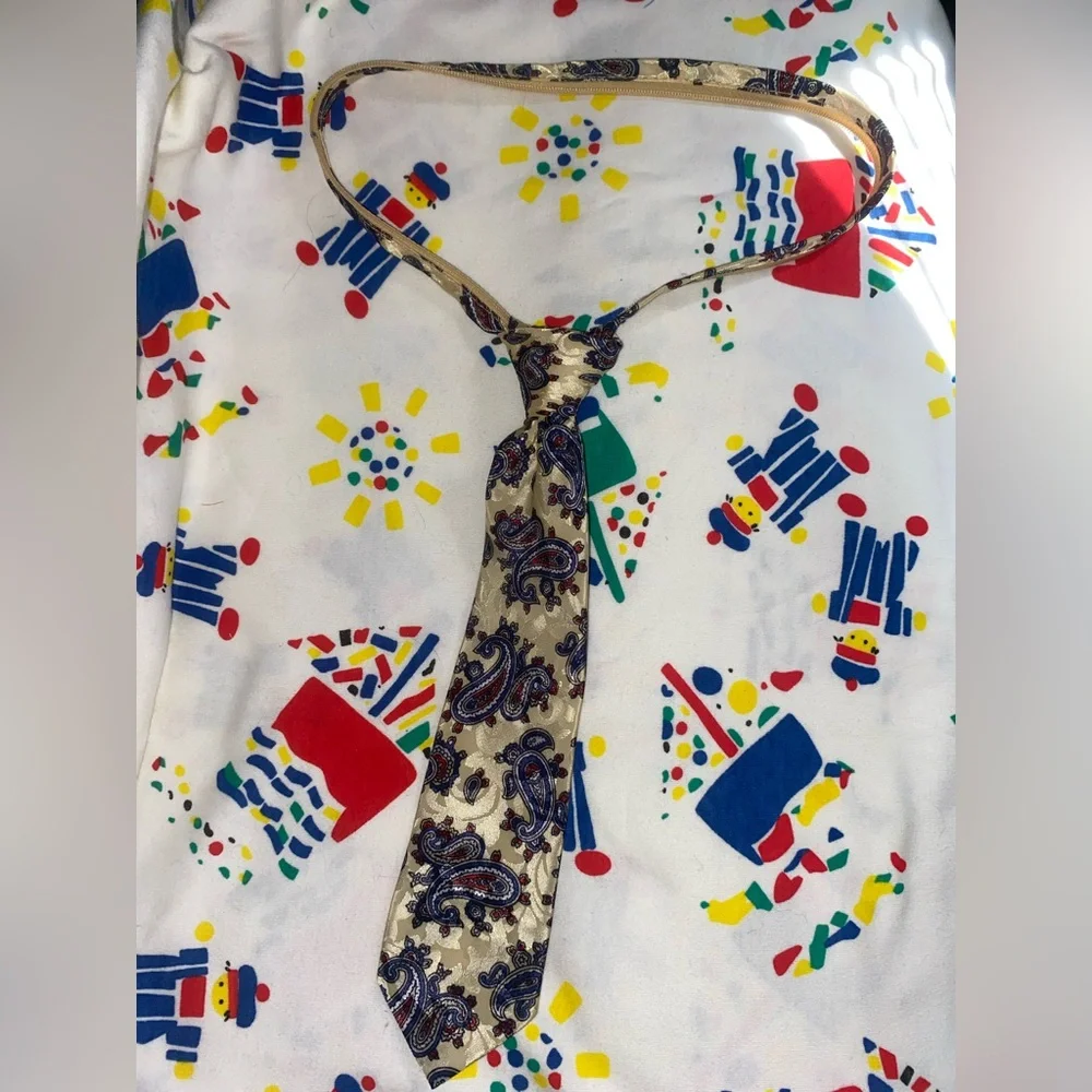 Small Little Kids Adjustable Paisley Patterned Tie